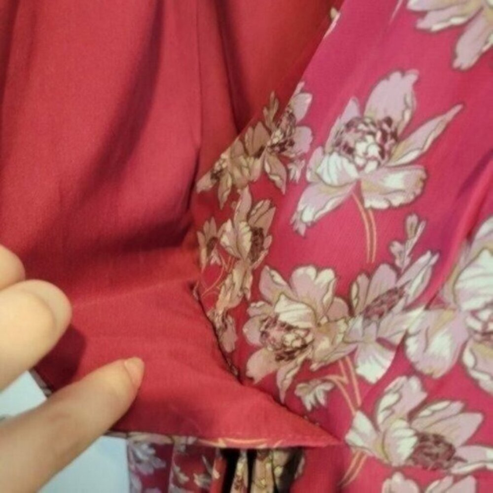 Sharagano Floral Faux Wrap Midi Dress Pink Plus NWT - Picture 14 of 14